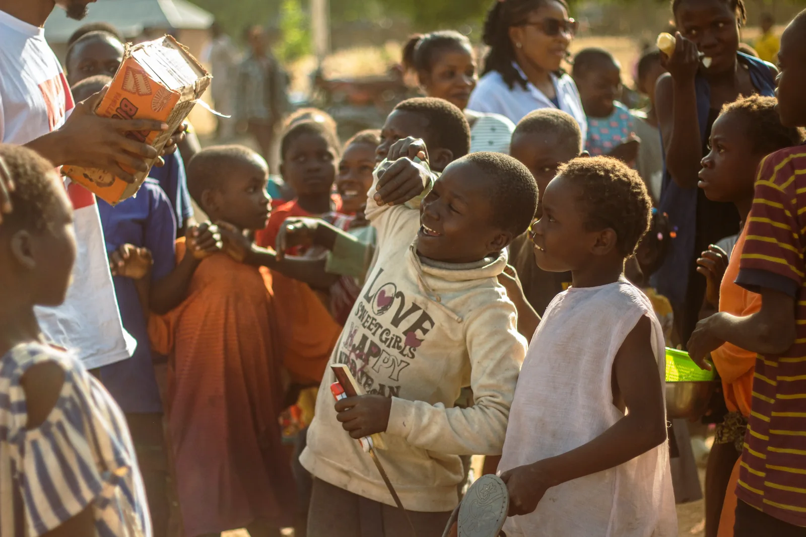 Children gathered during a community programme
